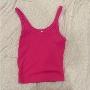 Amazon Pink Sleeveless Fitted Crop Tank Top